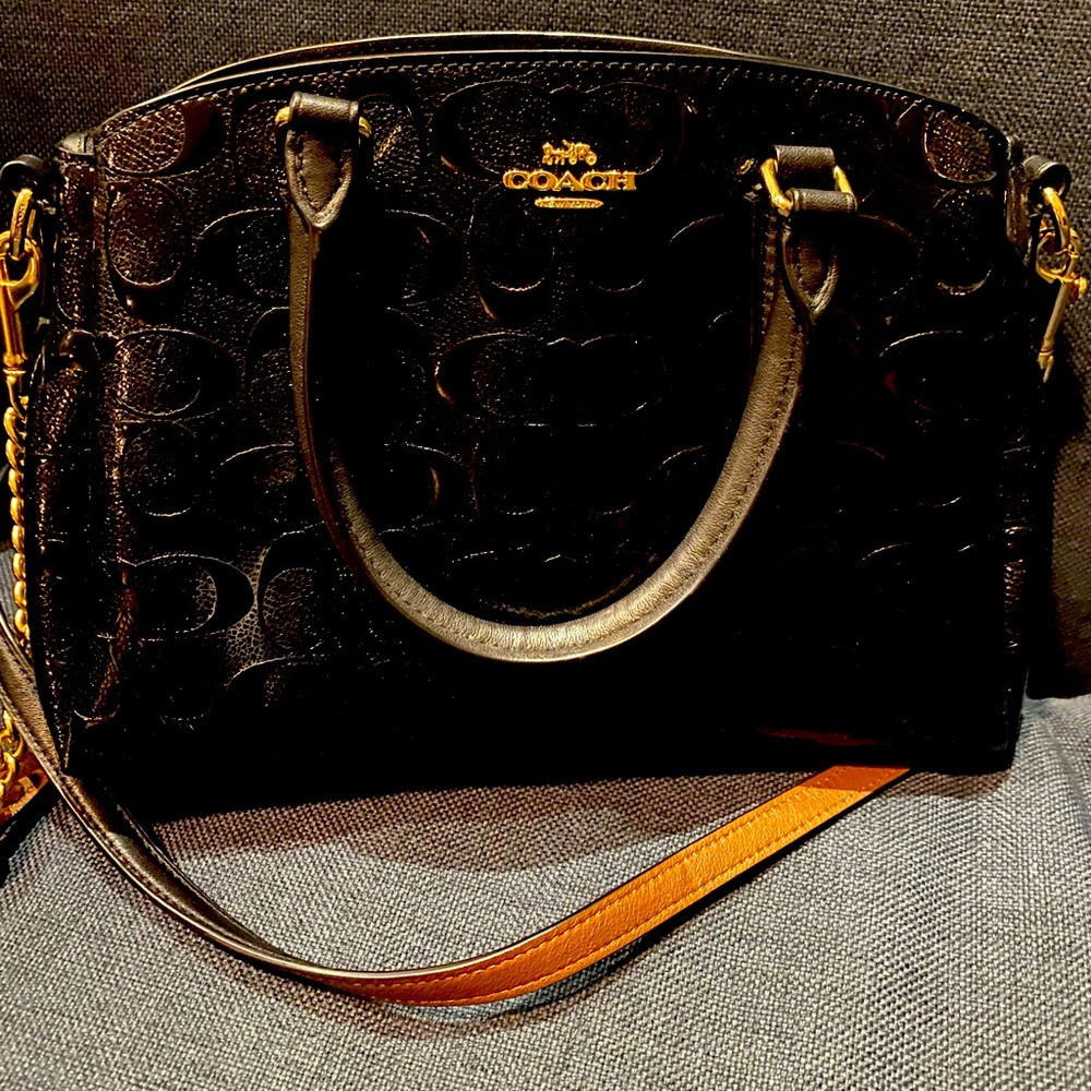 Coach Mini sage carryall in signature patent leather